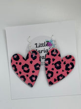 Load image into Gallery viewer, Earrings-Pink Leopard Heart
