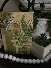 Load image into Gallery viewer, Shelf Sitter- Green leaf decoupage Decor
