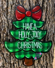 Load image into Gallery viewer, Christmas Tree Buffalo Plaid door hanger
