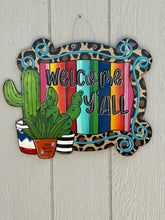 Load image into Gallery viewer, Cactus Sarape and leopard door hanger
