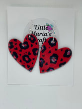 Load image into Gallery viewer, Earrings-Red Leopard Heart
