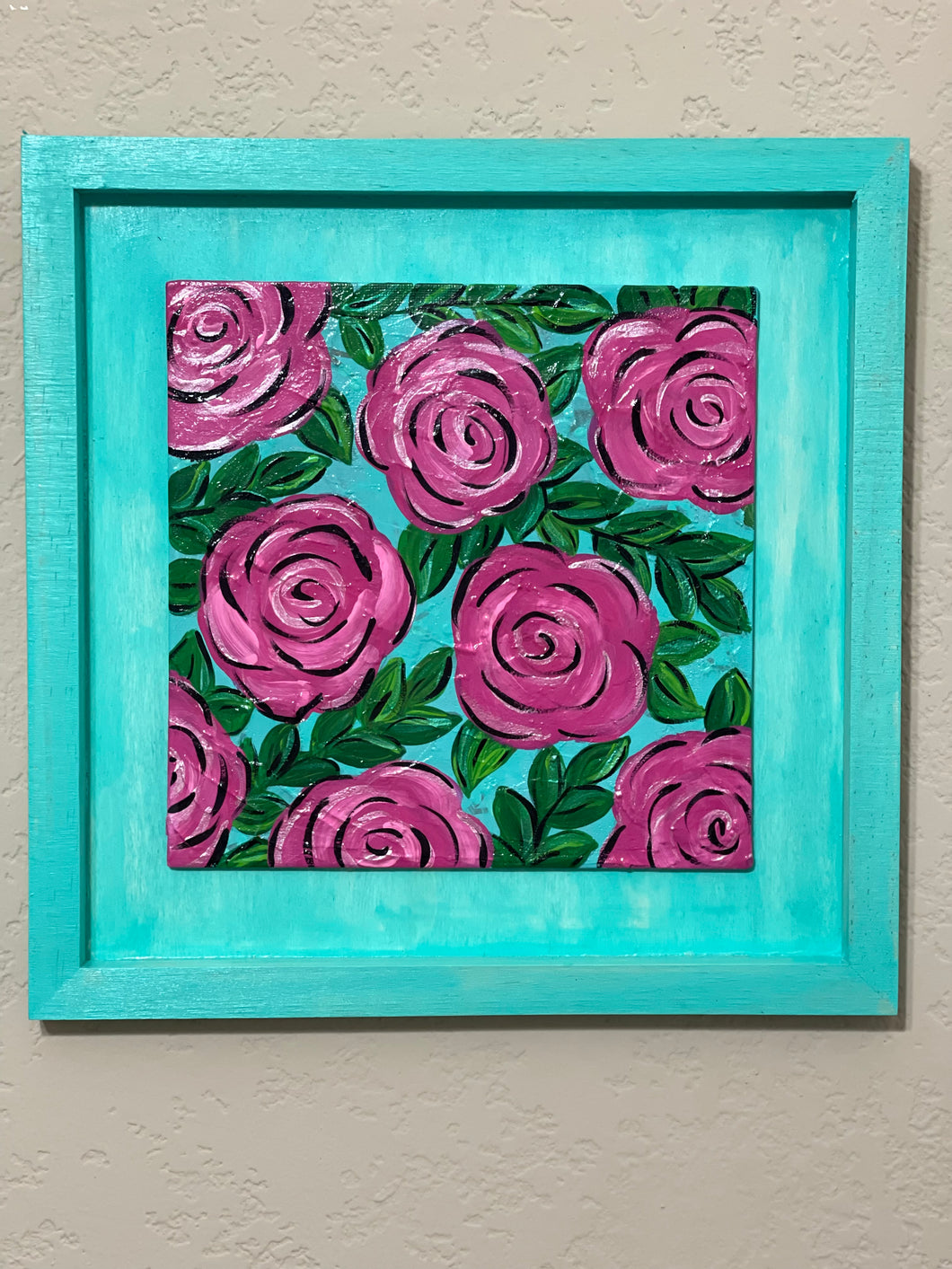 Painting-Pink Rose Frame Painting