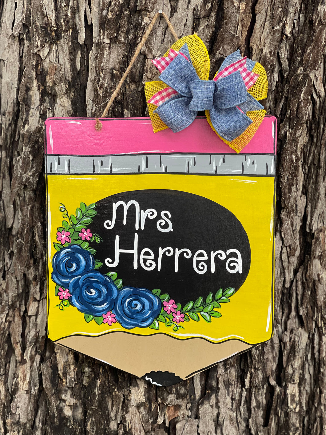 Floral Pencil Teacher Door Hanger