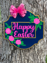 Load image into Gallery viewer, Ornate Navy and Pink Door Hanger
