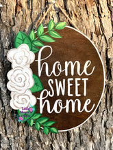 Load image into Gallery viewer, Floral Stained Wood Oval Door Hanger
