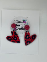 Load image into Gallery viewer, Earrings-Red beaded Leopard Heart
