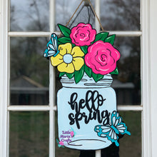 Load image into Gallery viewer, Spring floral mason jar Door Hanger
