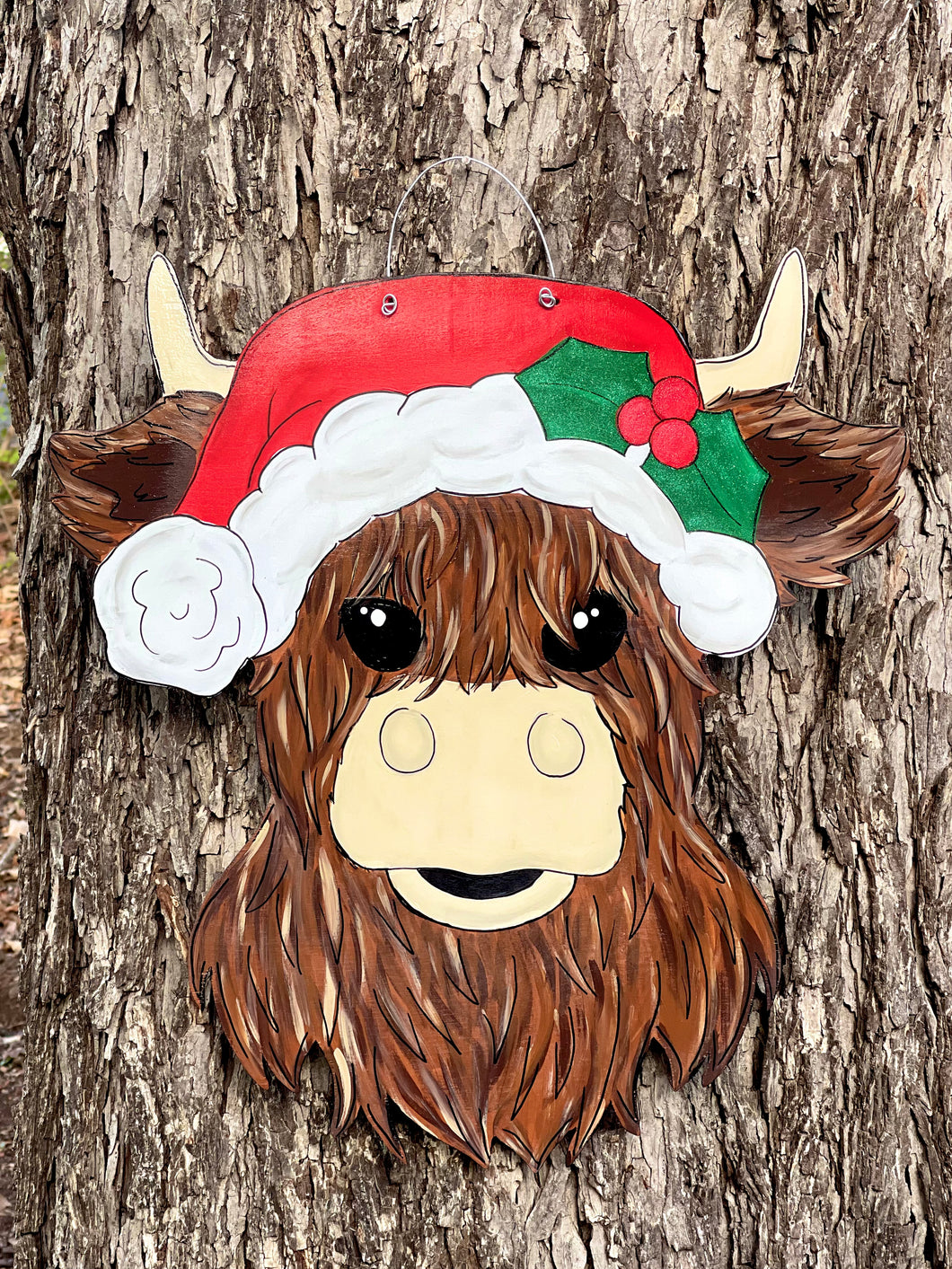 Christmas Highland Cow Door Hanger