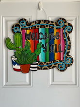 Load image into Gallery viewer, Cactus Sarape and leopard door hanger
