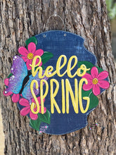 Load image into Gallery viewer, Spring Flowers and Butterfly Door Hanger
