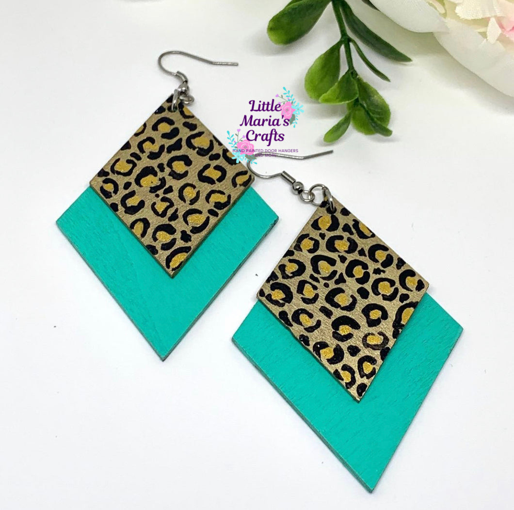 Earrings- Leopard print and turquoise