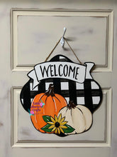 Load image into Gallery viewer, Pumpkin and Sunflower Welcome Door Hanger
