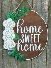 Load image into Gallery viewer, Floral Stained Wood Oval Door Hanger
