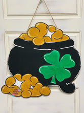 Load image into Gallery viewer, Pot of gold Shamrock Door Hanger
