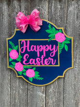 Load image into Gallery viewer, Ornate Navy and Pink Door Hanger
