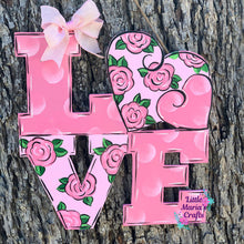 Load image into Gallery viewer, LOVE Pink floral Door Hanger
