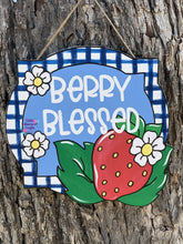 Load image into Gallery viewer, Berry Blessed Strawberry door hanger
