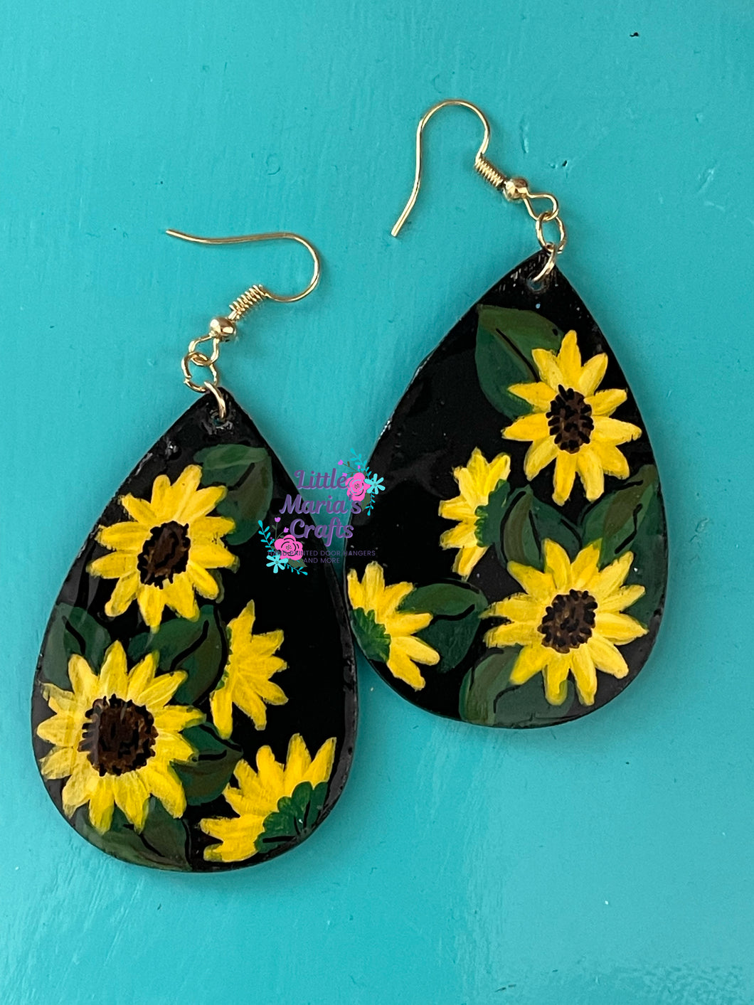 Earrings- Sunflowers on Black