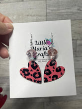 Load image into Gallery viewer, Earrings-Pink Leopard Beaded Heart
