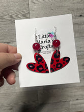 Load image into Gallery viewer, Earrings-Red beaded Leopard Heart
