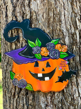 Load image into Gallery viewer, Witchy Pumpkin Door Hanger
