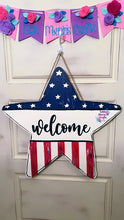 Load image into Gallery viewer, American flag Distressed Star door hanger
