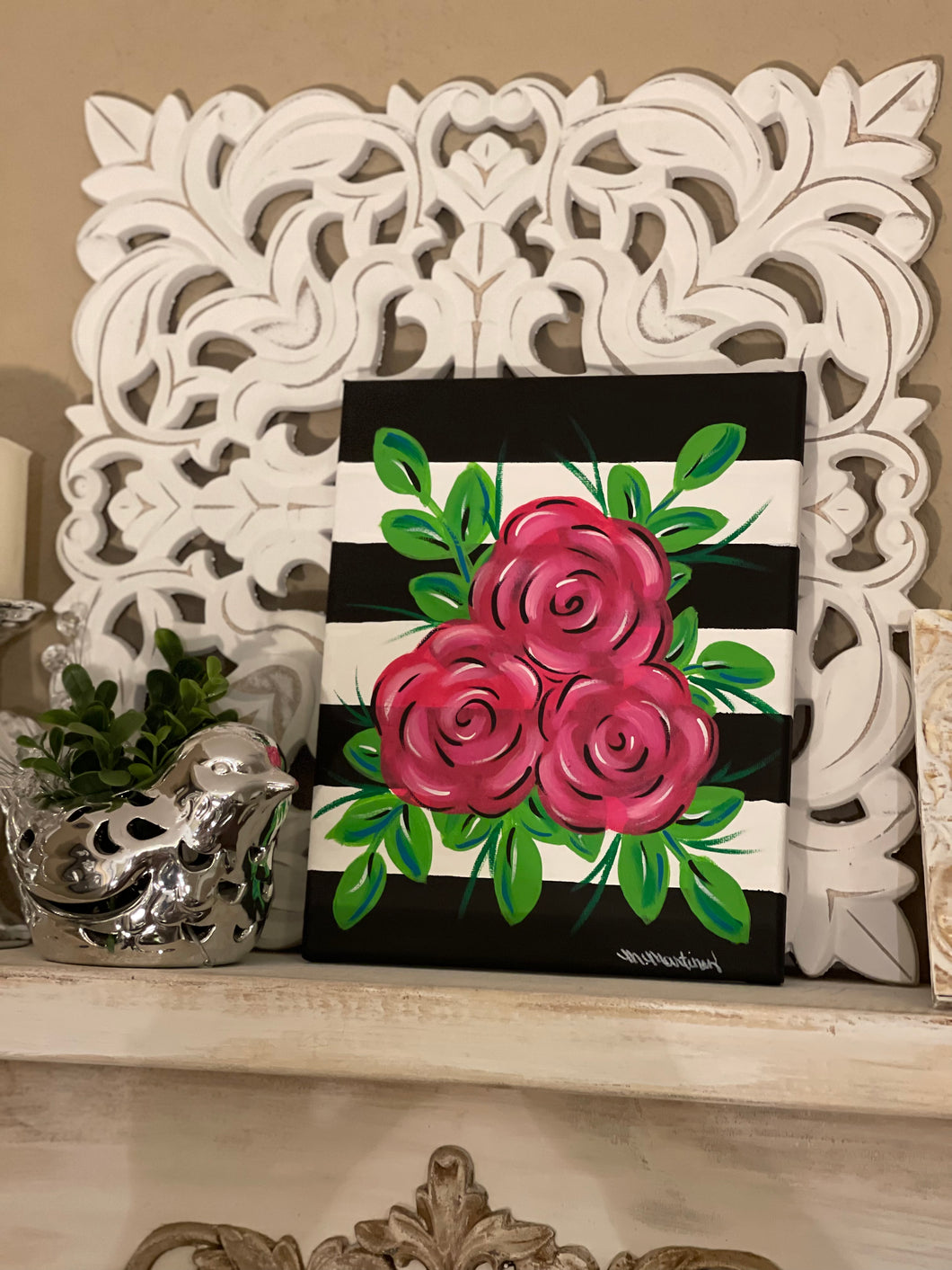 Painting-Pink Rose Canvas Painting